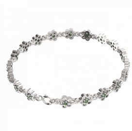 BG náramek 520 Stříbro 925 - rhodium Vltavín a  kubický zirkon