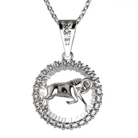 BG zlatý diamantový přívěšek Beran 045 Bílé zlato - 585 Diamant lab-grown