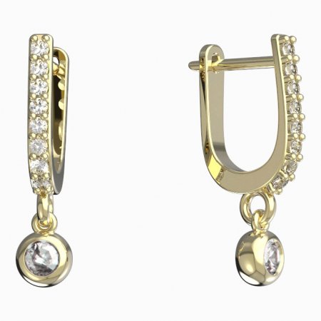 BeKid, Gold kids earrings -101 - Switching on: English, Metal: White gold 585, Stone: Green cubic zircon