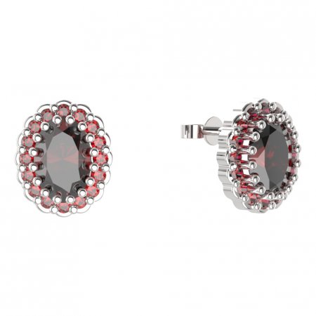 BG earring oval -  435 - Metal: Silver 925 - rhodium, Stone: Garnet
