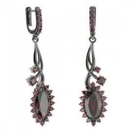 BG náušnice s centrálním oválným kamenem 513-P93 Stříbro 925 - ruthenium (30-90dní) Granát