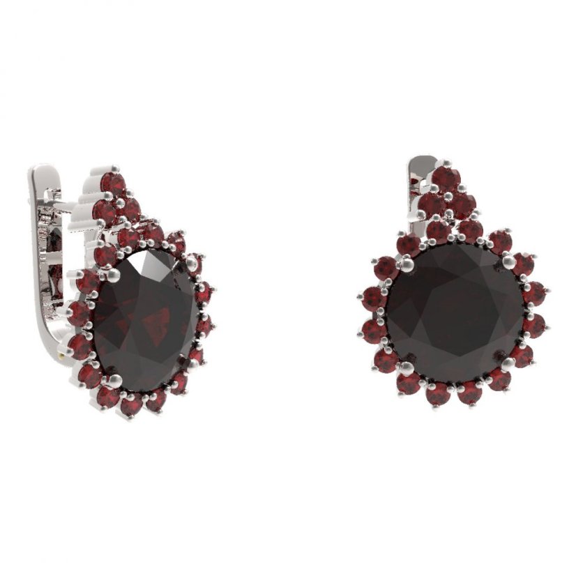 BG náušnice kruhováho tvaru 512-87 Stříbro 925 - rhodium Granát