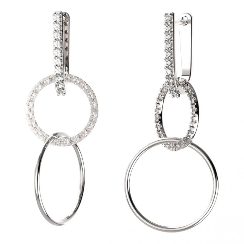 BG zlaté náušnice 1163+92 Bílé zlato - 585 Bílý kubický zirkon