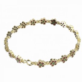 BG náramek 520 Žluté zlato - 585 Vltavín a granát