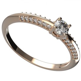 BG zlatý prstýnek 1145 /zásnubní-snubní/ Růžové zlato 585 (30-90dní) Diamant