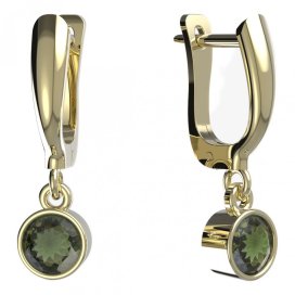 BG zlaté vltavínové náušnice 723 Žluté zlato - 585 Vltavín