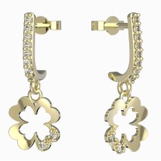 BG zlaté náušnice čtyřlístek 1171 Žluté zlato - 585 Diamant