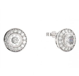 BG zlaté náušnice -  754 Bílé zlato - 585 Bílý kubický zirkon