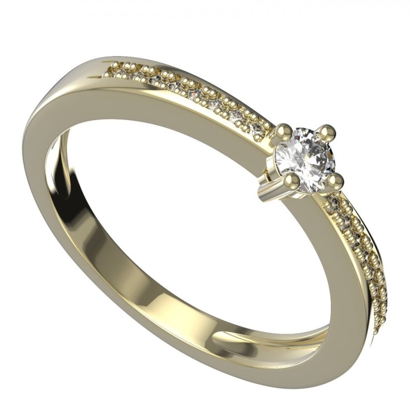 BG zlatý diamantový prstýnek 1441 /zásnubní-snubní/ Žluté zlato - 585 Diamant lab-grown