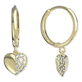 BG zlaté náušnice srdíčko 865 Žluté zlato - 585 Diamant