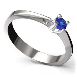 BG zlatý prstýnek 782 Bílé zlato - 585 Tmavě modrý kubický zirkon