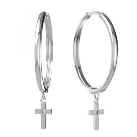 BG zlaté náušnice křížek 1105 Bílé zlato - 585 Bílý kubický zirkon