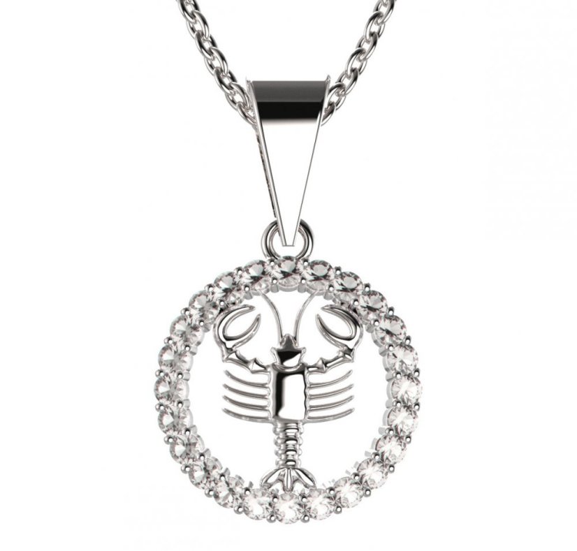 BG zlatý přívěšek Rak 052 Bílé zlato - 585 Diamant