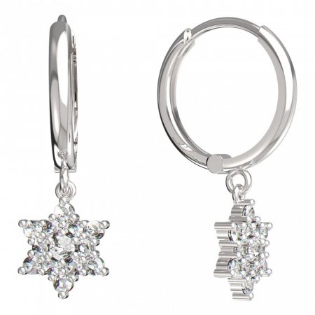 BeKid, Gold kids earrings -090 - Switching on: Circles 15 mm, Metal: White gold 585, Stone: White cubic zircon