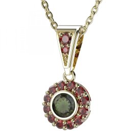 BG přívěs vsazený granát  744-1 Stříbro 925 - pozlacené Vltavín a granát