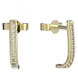 BG zlaté náušnice 89 Žluté zlato - 585 Bílý kubický zirkon