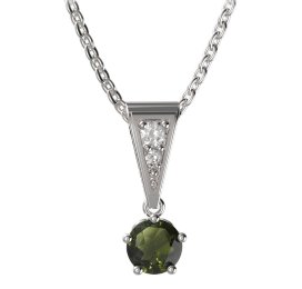 BG vltavín přívěšek 875 Bílé zlato - 585 Vltavín a diamant