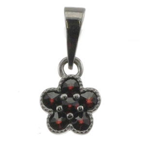 Stříbrný přívěsek s českým granátem, ruthenium – 958