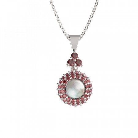 BG přívěs s přírodní perlou 540-87 - Kov: Pozlacené stříbro 925, Kámen: Granát a perla