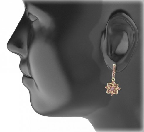 BG earring oval 735-07 - Metal: Silver 925 - rhodium, Stone: Garnet