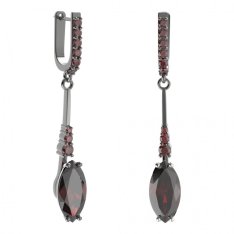 BG náušnice s centrálním oválným kamenem 481-B94 Stříbro 925 - ruthenium (30-90dní) Granát