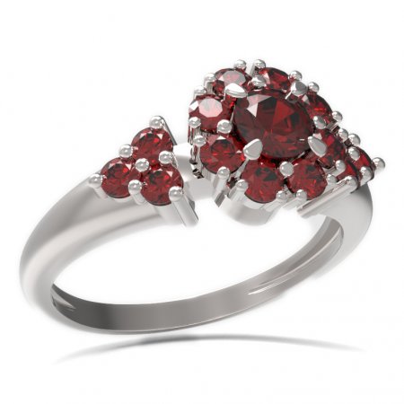 BG prsten s kulatým kamenem 497-U - Kov: Stříbro 925 - rhodium, Kámen: Granát