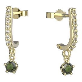 BG vltavínové náušnice 873 Žluté zlato - 585 Vltavín a diamant