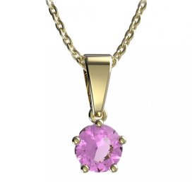 Zlatý přívěsek s růžovým zirkonem, žluté zlato 585 – 875 (ZN348750)