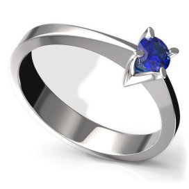 BG zlatý prstýnek 784 Bílé zlato - 585 Tmavě modrý kubický zirkon