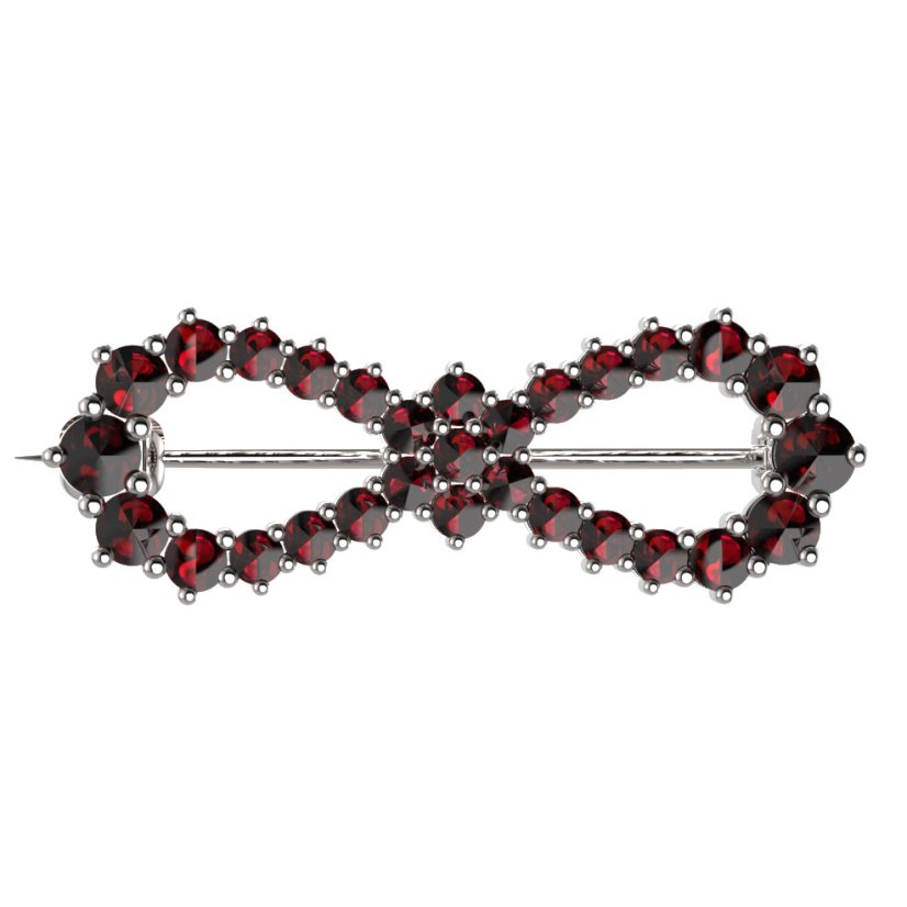 BG brož 024 Stříbro 925 - rhodium Granát