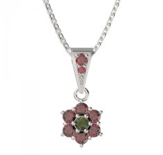 BG přívěšek 002 Stříbro 925 - rhodium Vltavín a granát