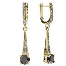 BG náušnice s vltavínem 985 Žluté zlato - 585 Granát a diamant