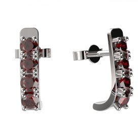 BG náušnice s českým granátem  96 Bílé zlato - 585 Granát