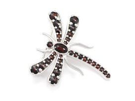 BG brož přírodní broušený granát   476 Stříbro 925 - rhodium Granát