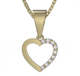 BG zlatý diamantový přívěšek srdíčko 1251 Žluté zlato - 585 Diamant lab-grown