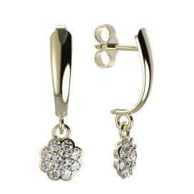 BG zlaté náušnice 552 Žluté zlato - 585 Diamant