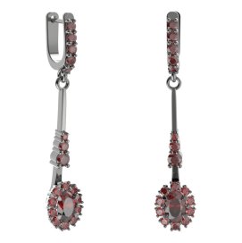 BG náušnice s centrálním oválným kamenem 498-B93 Stříbro 925 - ruthenium (30-90dní) Granát