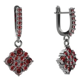 BG  náušnice 317 Stříbro 925 - ruthenium (30-90dní) Granát