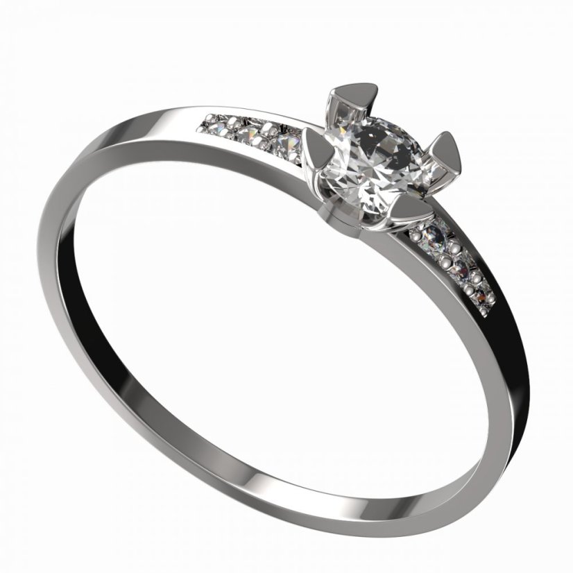 BG zlatý diamantový prstýnek 884 J Bílé zlato - 585 Diamant lab-grown