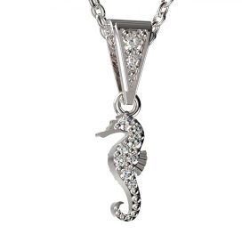 BG zlatý přívěšek- Koník 810 Bílé zlato - 585 Bílý kubický zirkon