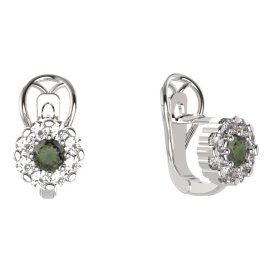 BG náušnice 088-R7 kulaté Stříbro 925 - rhodium Vltavín a kubický zirkon