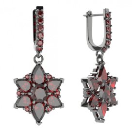 BG solitérní náušnice 409-94 Stříbro 925 - ruthenium (30-90dní) Granát