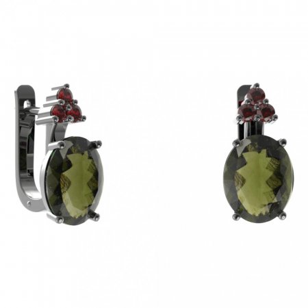 BG earring oval 479-87 - Metal: Silver 925 - rhodium, Stone: Garnet