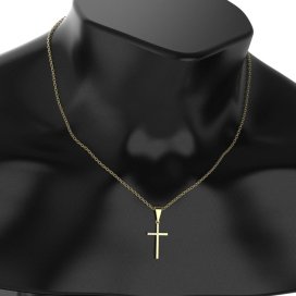 BG zlatý přívěšek křížek 1166 Žluté zlato - 585 Zelený kubický zirkon