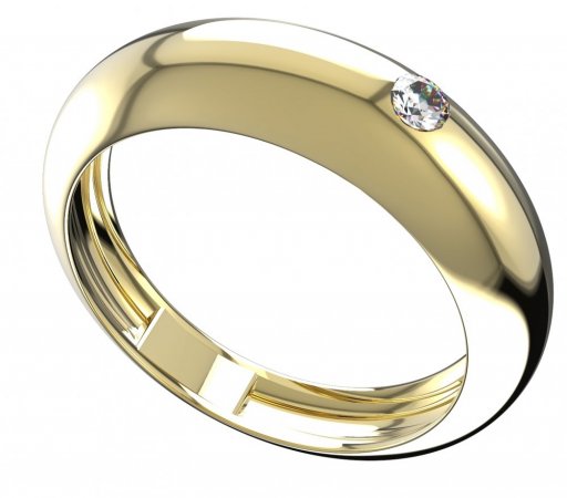 BG zlatý snubní prsten T/26m - Kov: Žluté zlato 585, Kámen: Bílý kubický zirkon