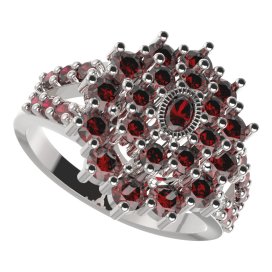 BG prsten oválný 009-Y Stříbro 925 - rhodium Granát