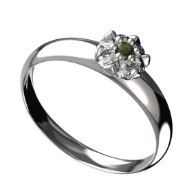 BG vltavínový prsten 879T Bílé zlato - 585 Vltavín a diamant