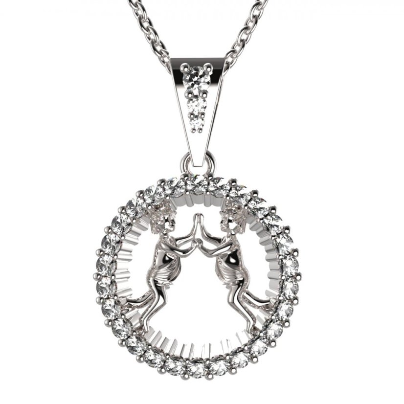 BG zlatý přívěšek Blíženci 045 Bílé zlato - 585 Diamant