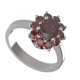 BG prsten oválný 756-I Stříbro 925 - rhodium Granát