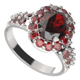 BG prstýnek 728 Stříbro 925 - rhodium Granát